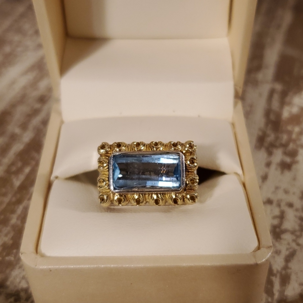 Elliott ring, 18kt gold and .925 sterling w/topaz